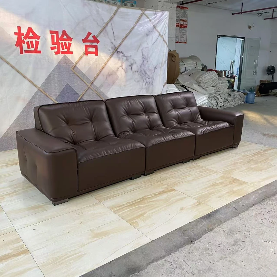 意式极简真皮沙发大黑牛黑色2025新款客厅设计师复古黑金刚沙发