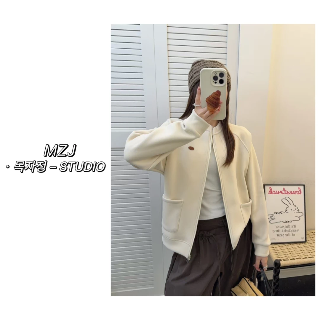 木子静-「极简显瘦」韩系气质休闲纯色拉链外套-25820-C