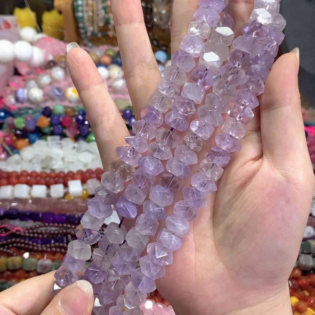 玛瑙/玉髓未镶嵌珠宝半成品紫晶冲角一条卡11mm