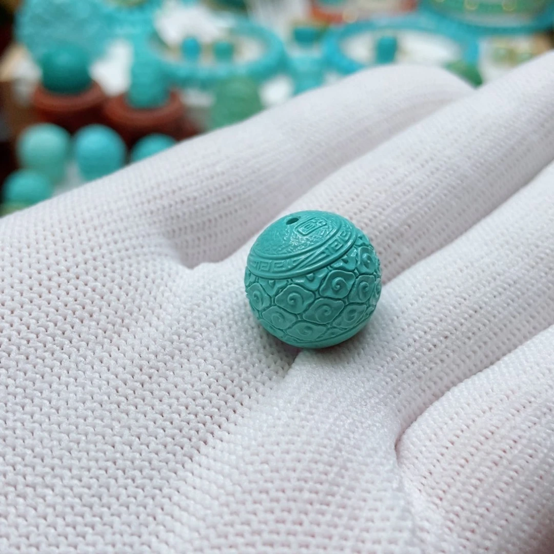 绿松石未镶嵌云纹珠15mm