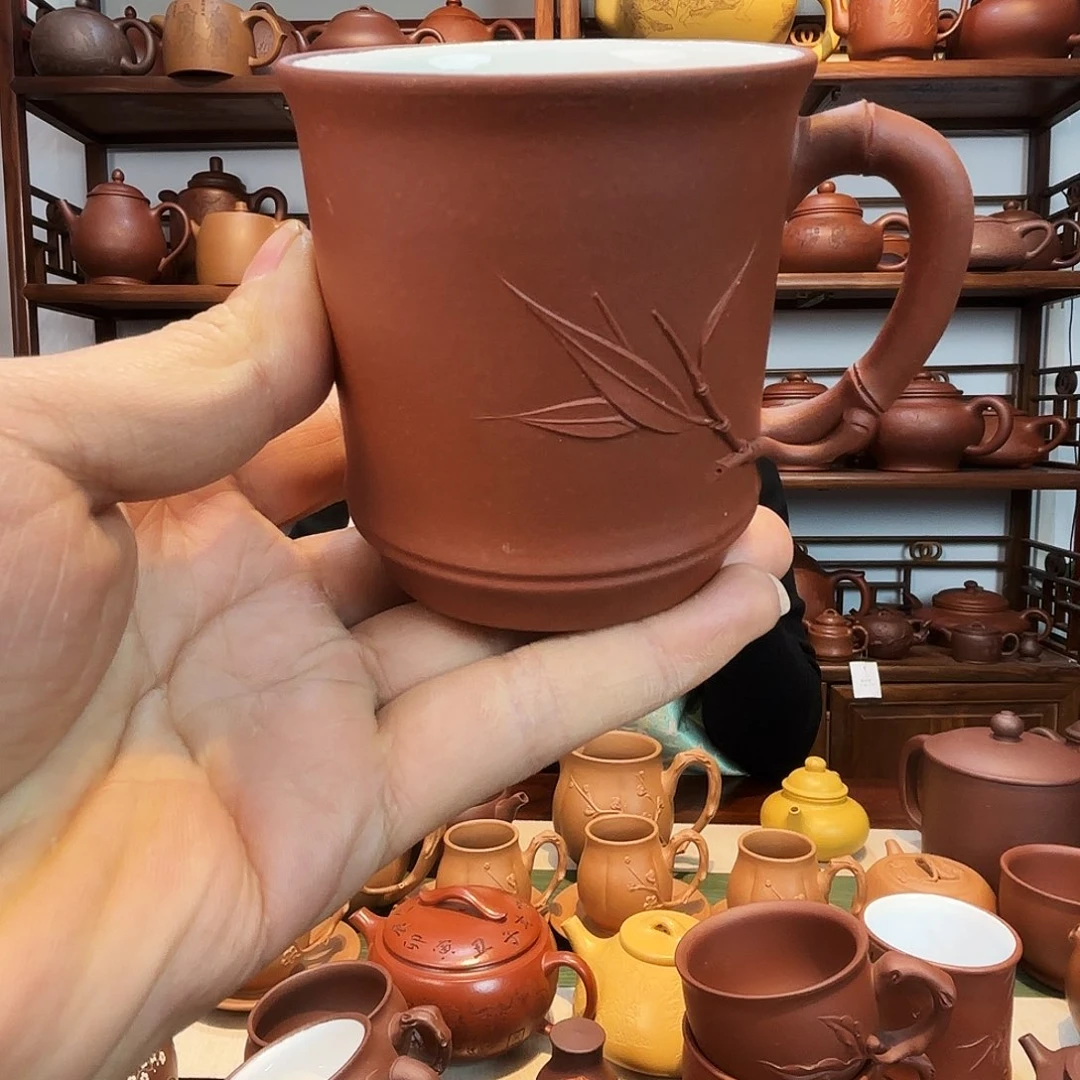 紫砂茶杯白釉紫砂杯