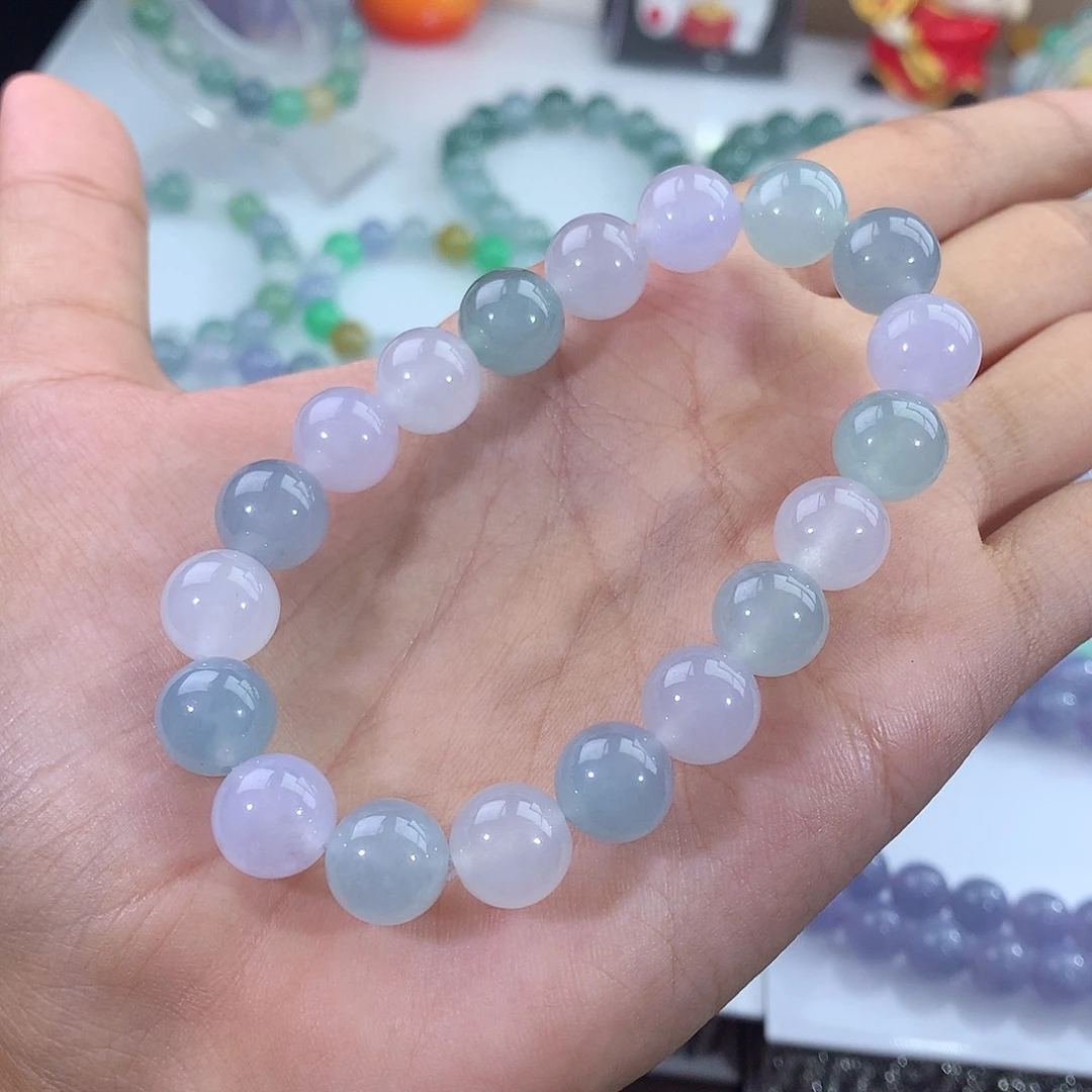 翡翠未镶嵌手链冰种马卡龙手串