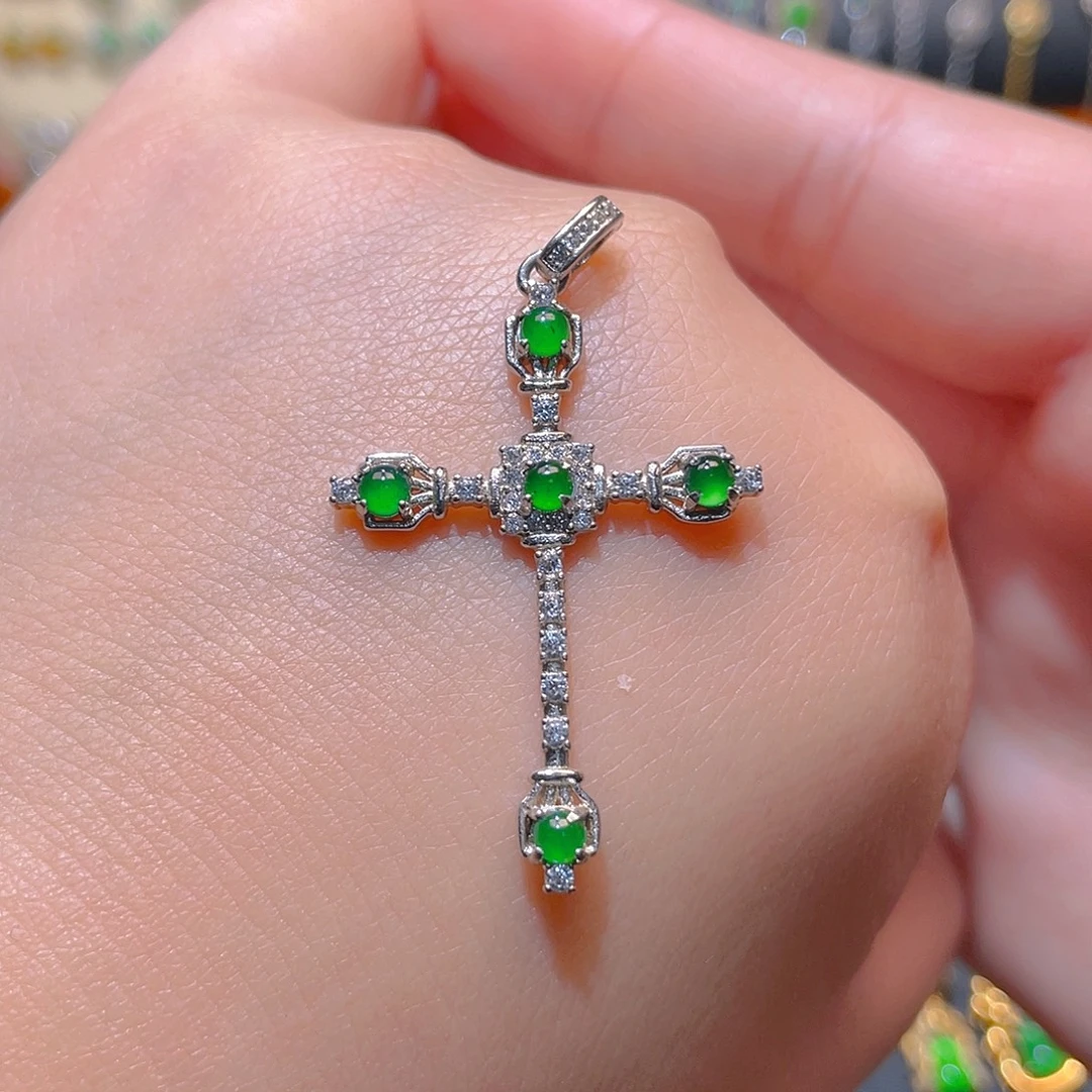 翡翠银S925镶嵌吊坠(不含链)