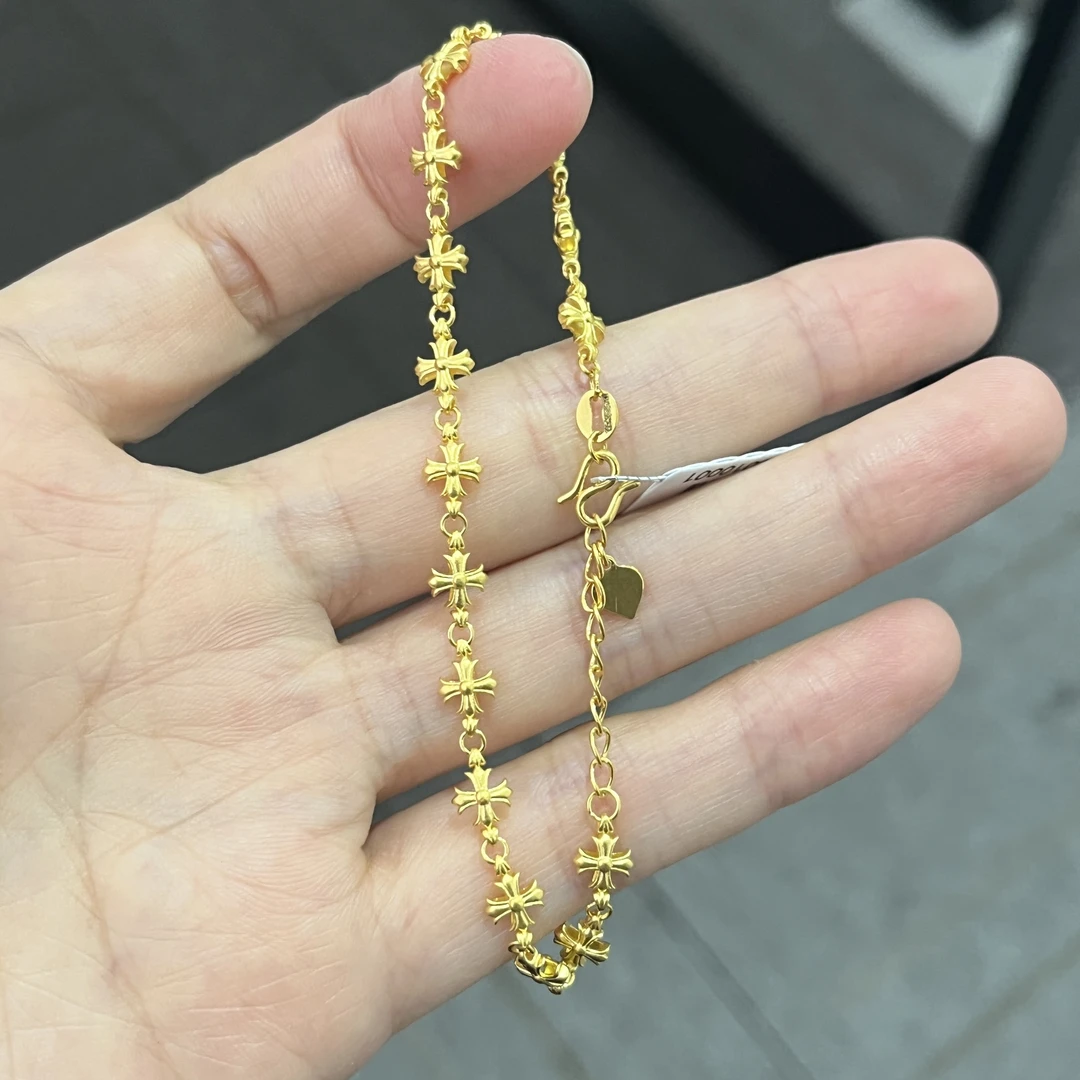 满圈十字架手链 足金999