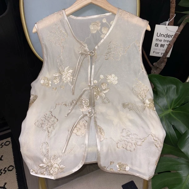 “流苏”绣花马甲  定制款 乔其纱中式 夏季马夹