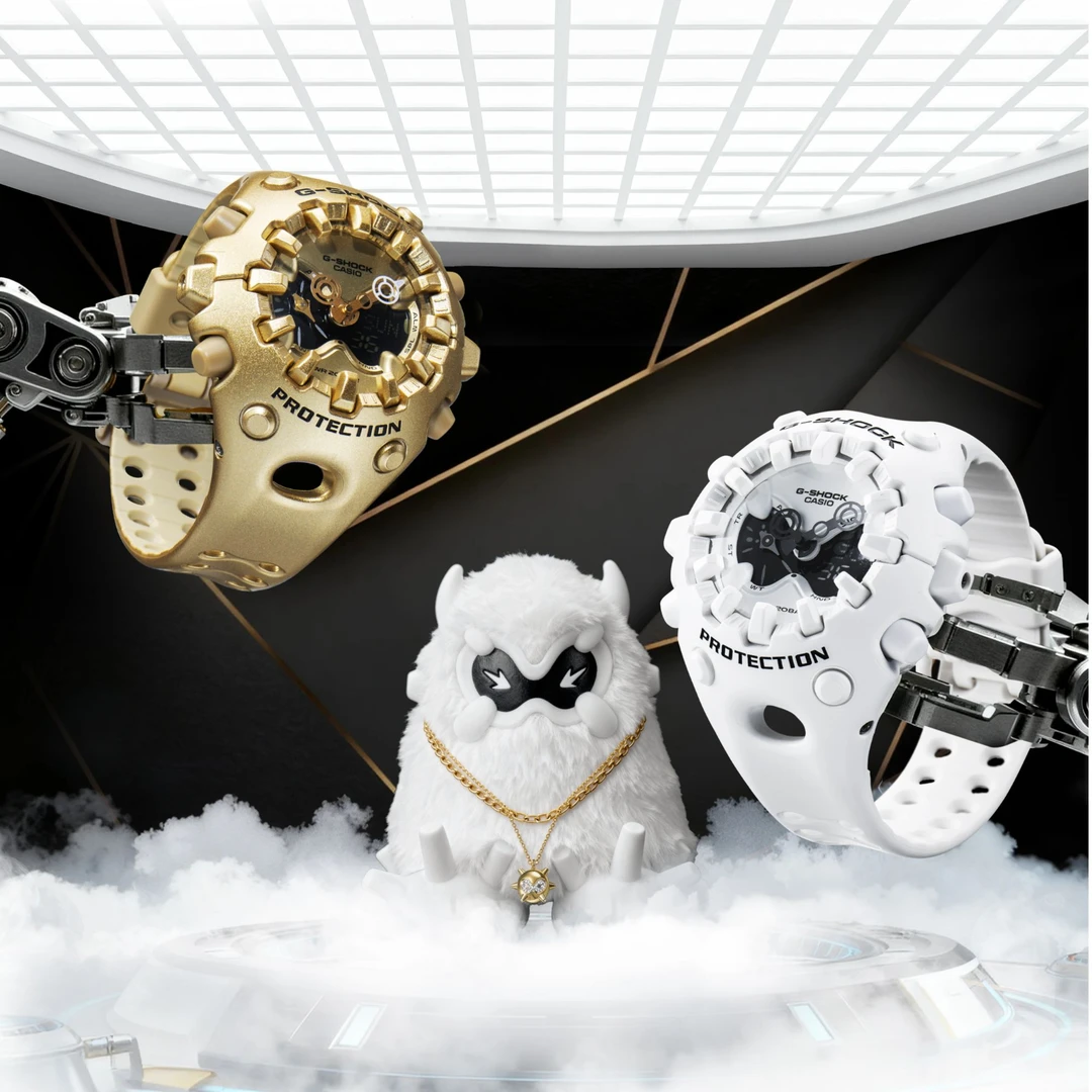 卡西欧手表酷眼仔G-SHOCK全新自由白流光金限定礼盒GA-V01男女表