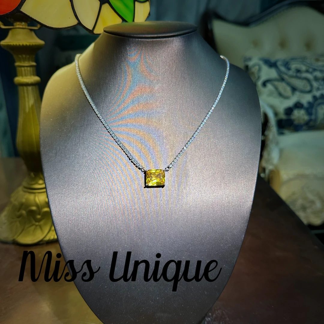 S6731日常黄色方糖项链