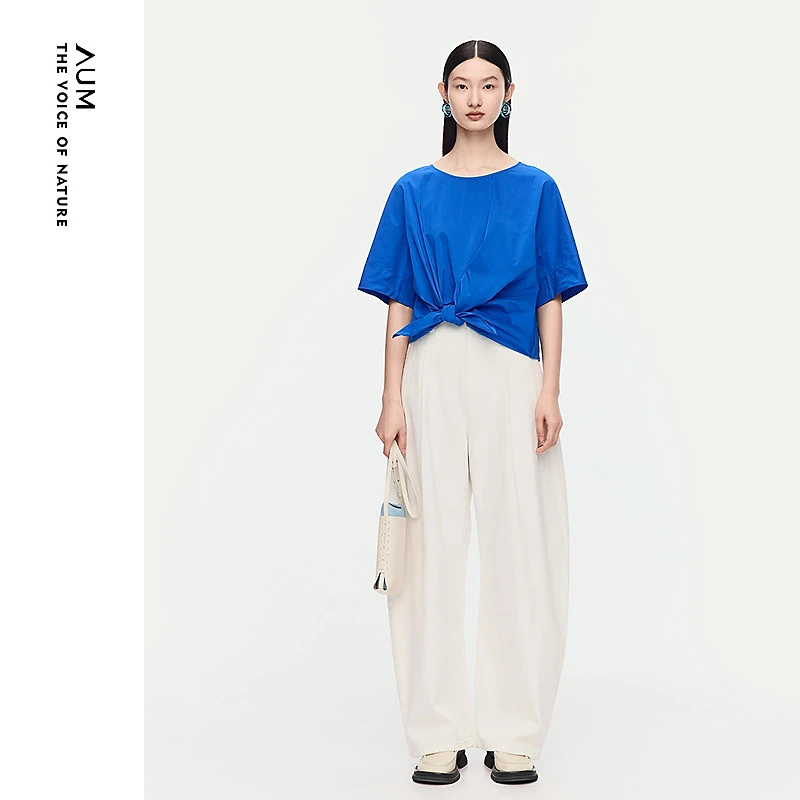 AUM25年夏季新款时尚百搭纯色宽松简约休闲裤M1FZ28255
