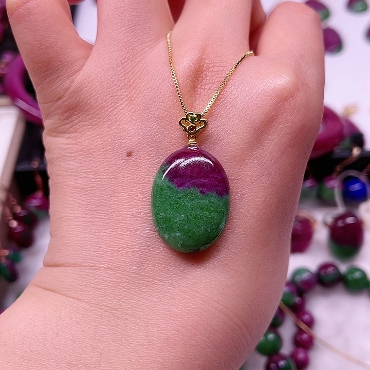 红宝石吊坠银S925镶嵌