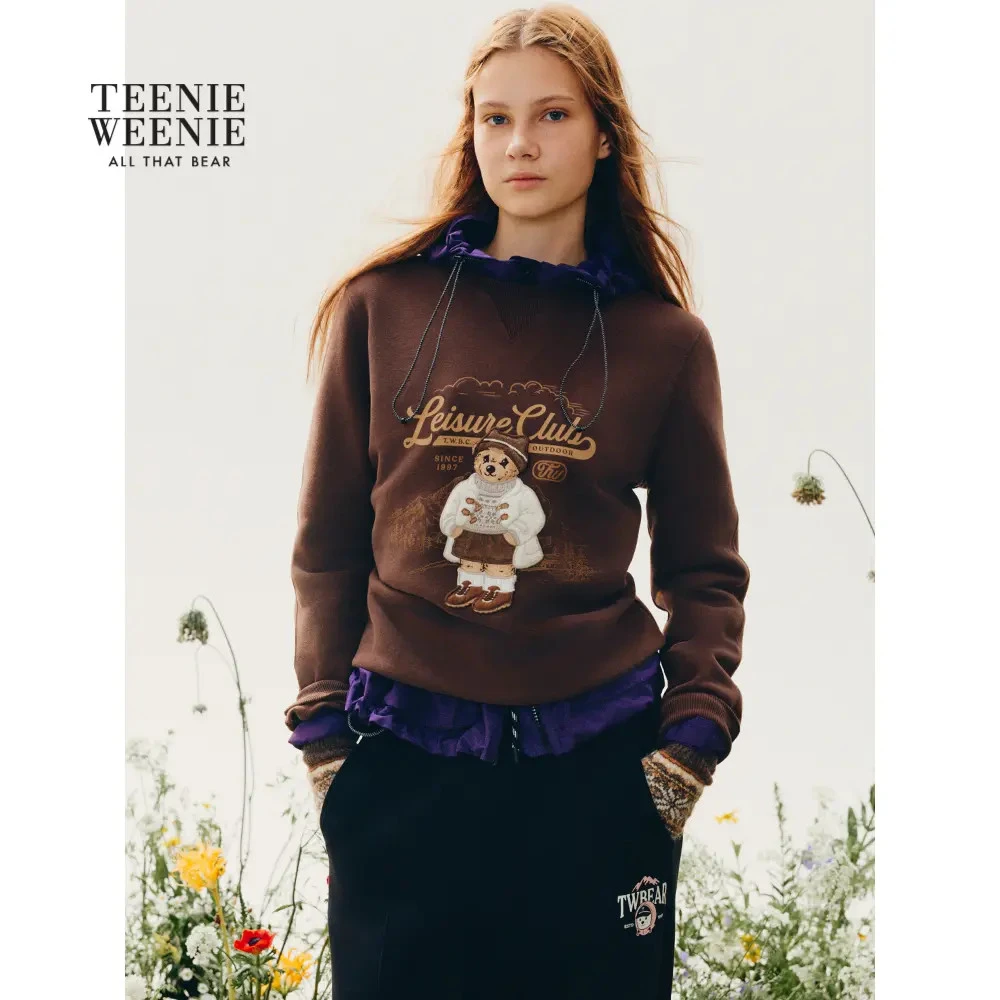 *TeenieWeenie小熊女装卫衣25秋新大熊刺绣圆领卫衣女TTMA254TC1K