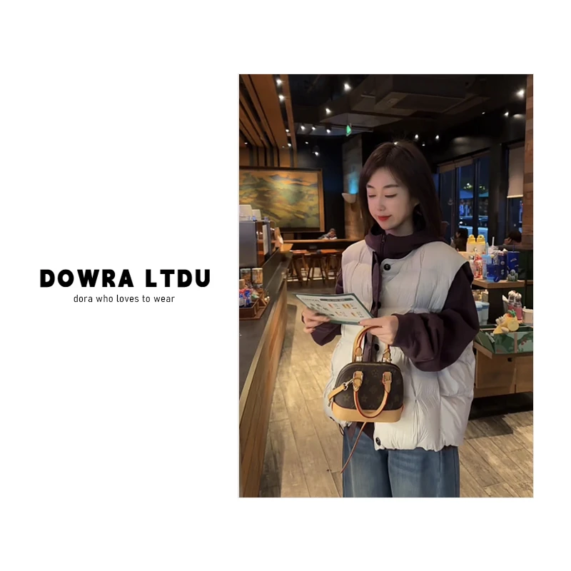 朵拉【叠穿日记】2025年冬季新款连帽外套+羽绒马甲两件套装2-2511