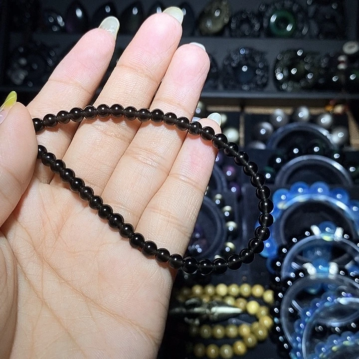 黑曜岩未镶嵌手链思*