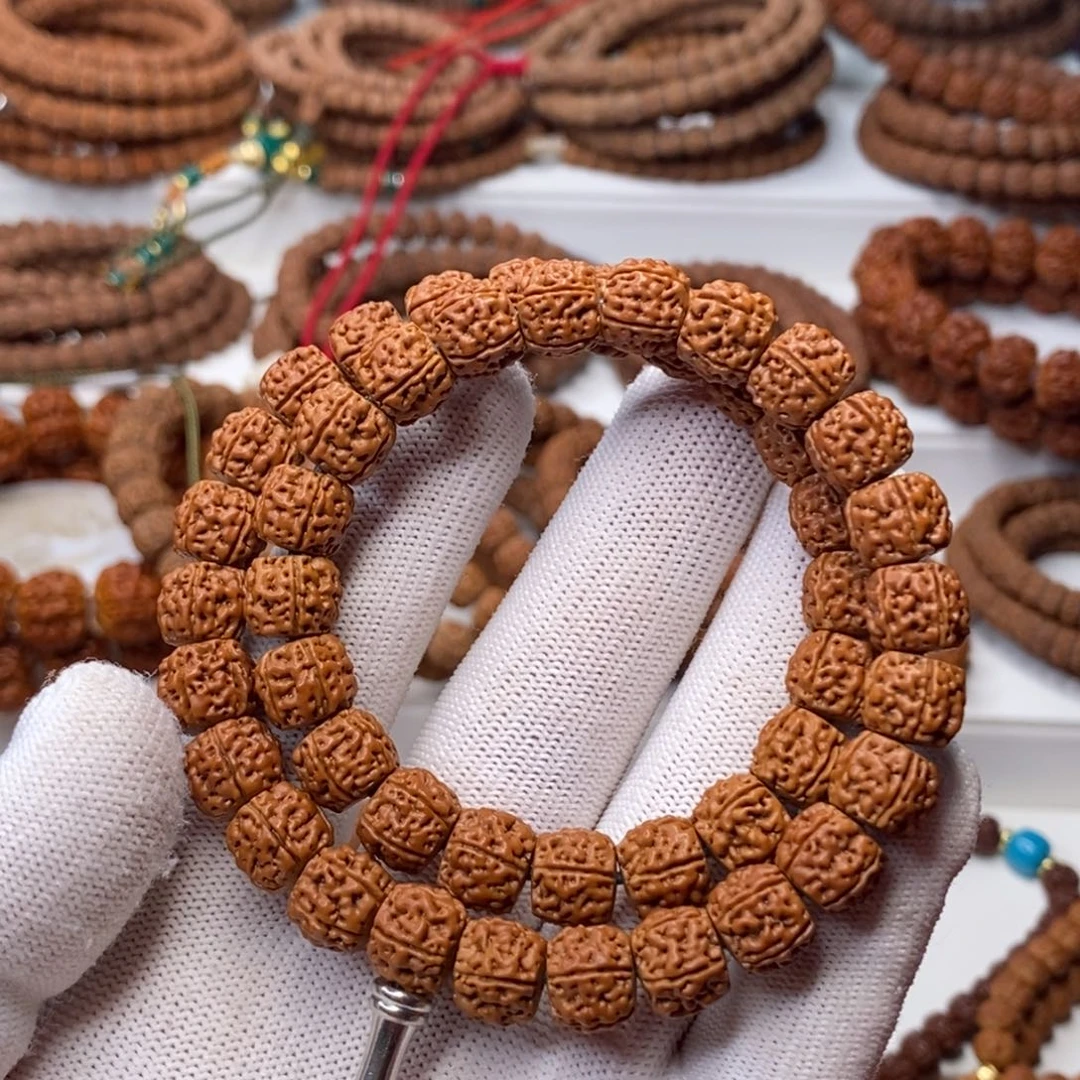 金刚菩提手串双圈手持～五瓣龙切满肉盘龙，尺寸10.5