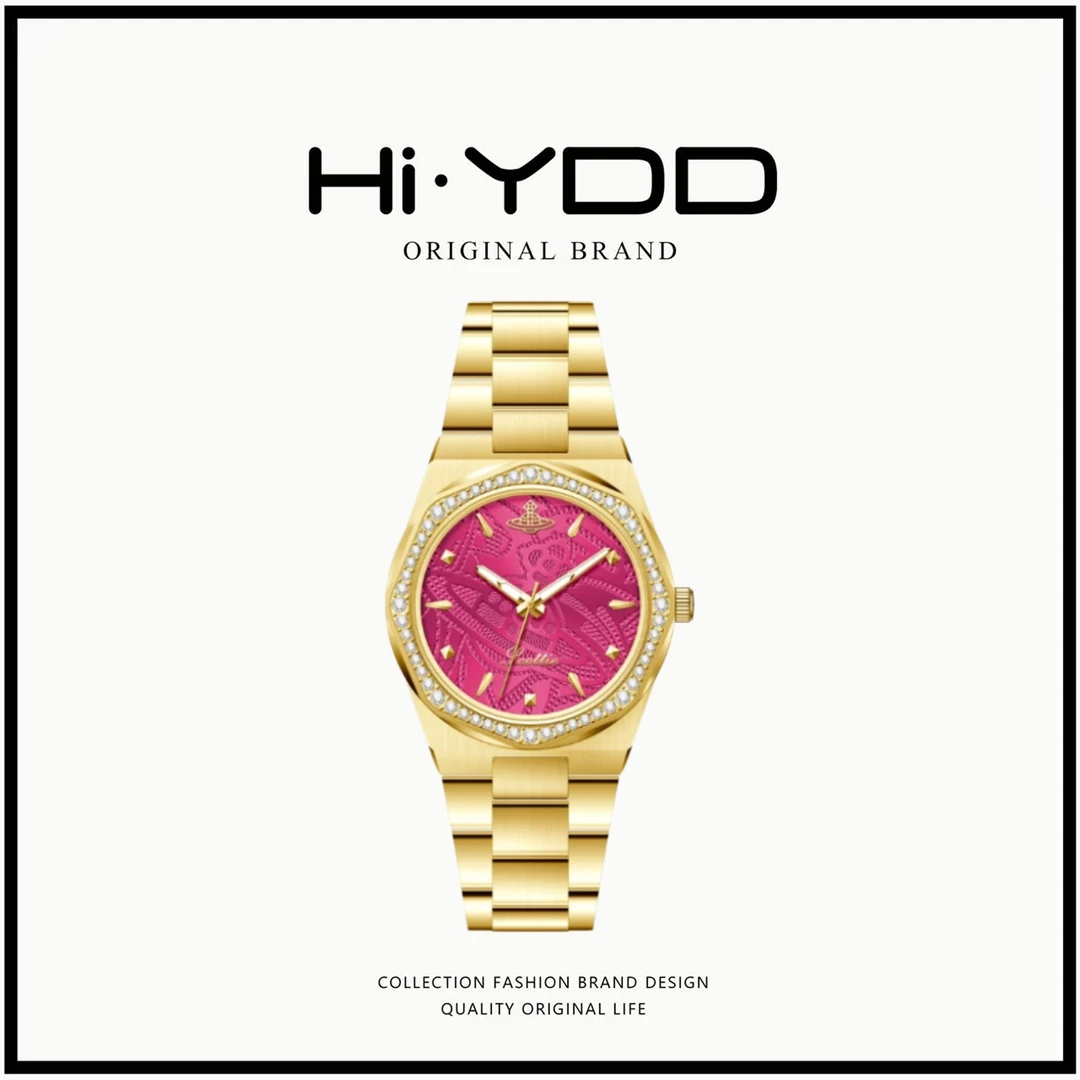 YDD•「火龙果」新款时尚百搭设计感防水镶钻女表