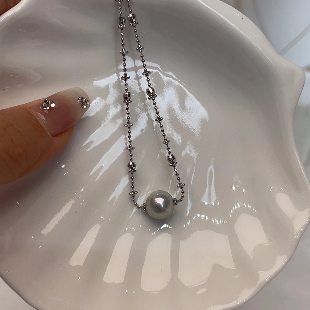项链银S925镶嵌海水珍珠