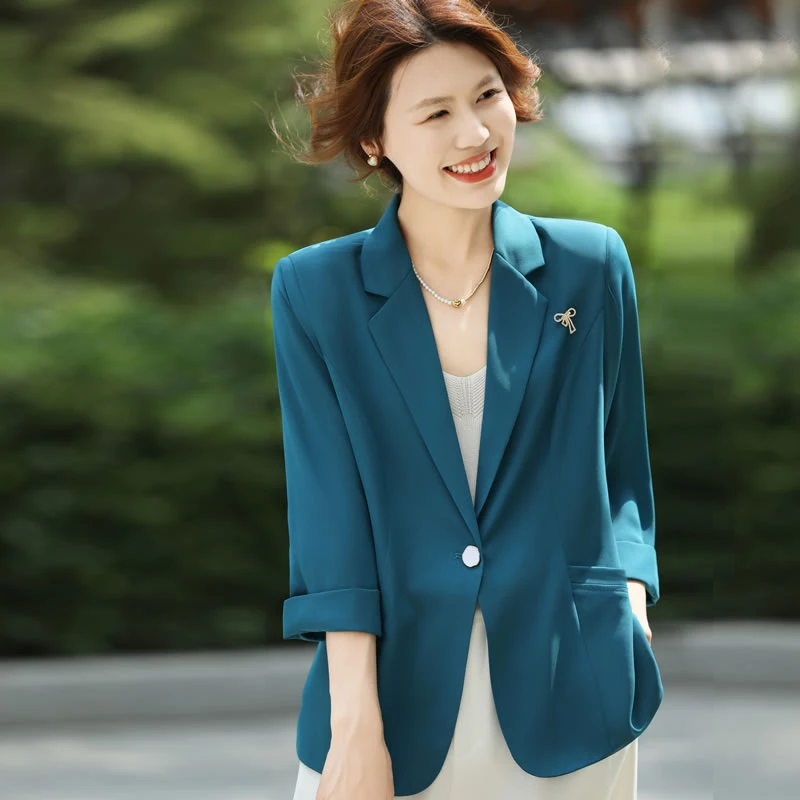 #334气质优雅简约百搭通勤女士一粒扣西装外套