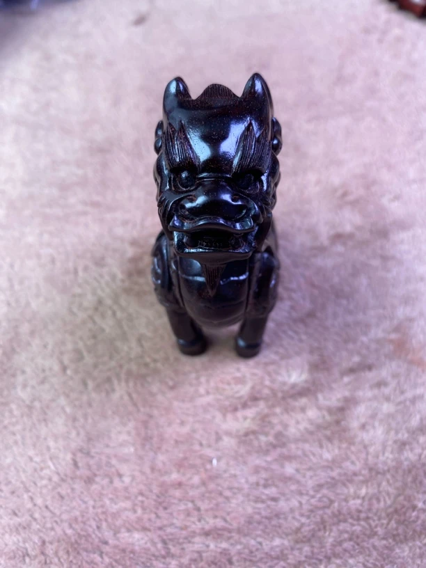 印度小叶紫檀纯二膘老料纯手工雕刻麒麟把件摆件75✖️48✖️34