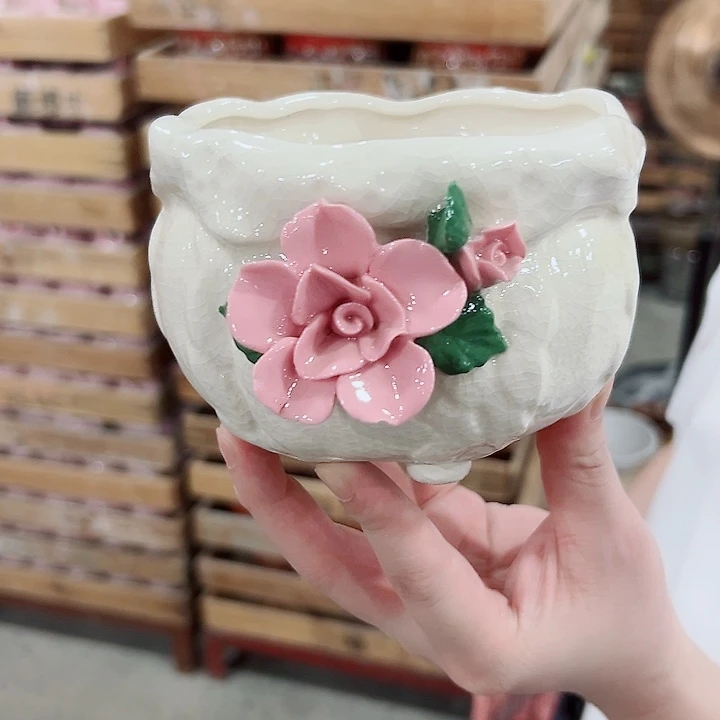 有孔.凑满10元发货多肉陶瓷花盆！