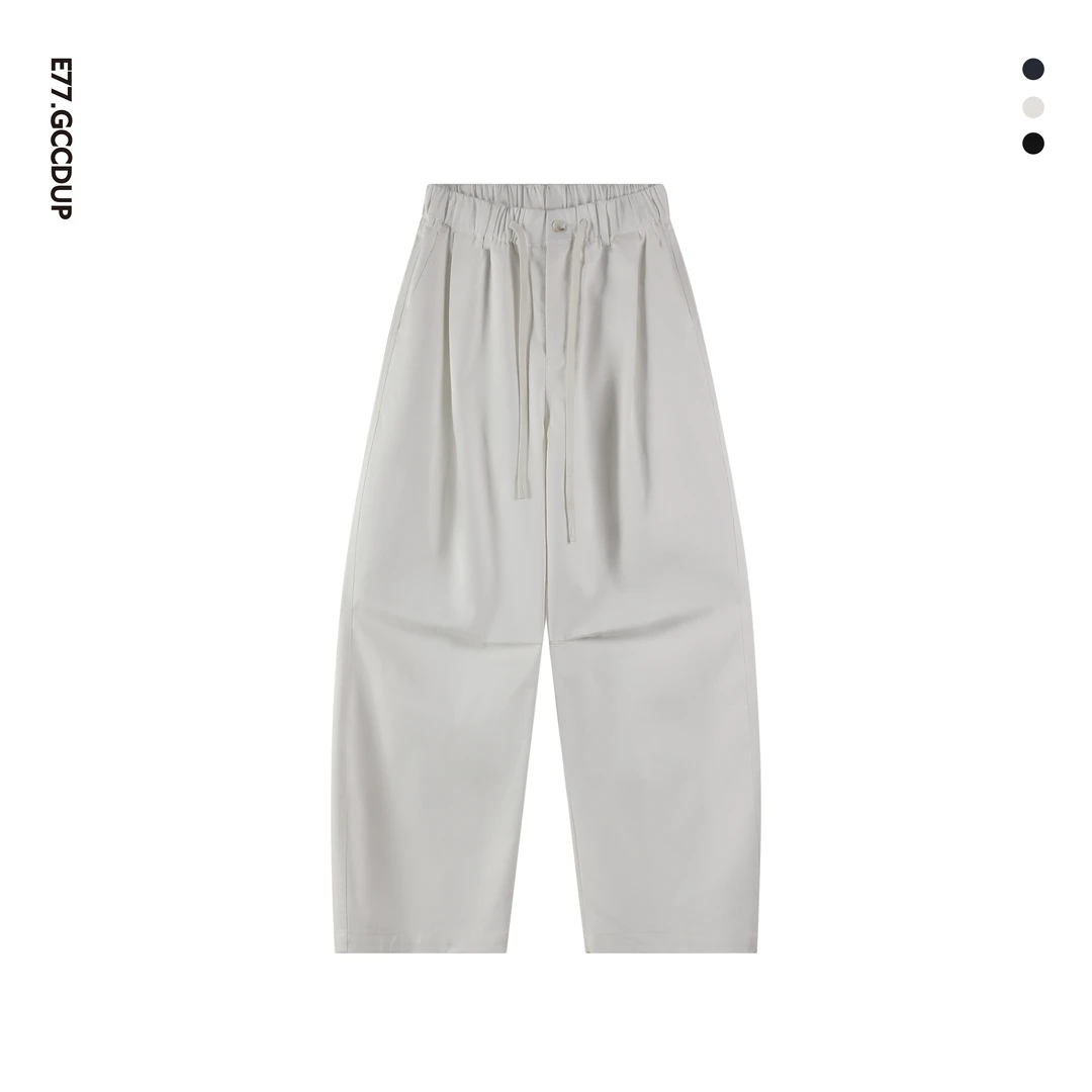 GCCDUPE77『廓然流影』 弯刀廓形剪裁天然织物混纺长裤男女休闲裤