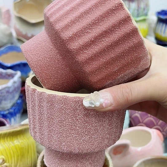 多肉绿植陶瓷花盆9.9包邮，有孔