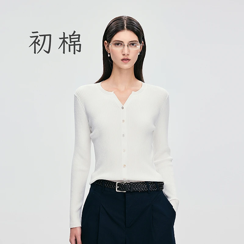 初棉7.25【莱赛尔桑蚕丝】V领短袖针织衫薄款修身正肩T恤363635027