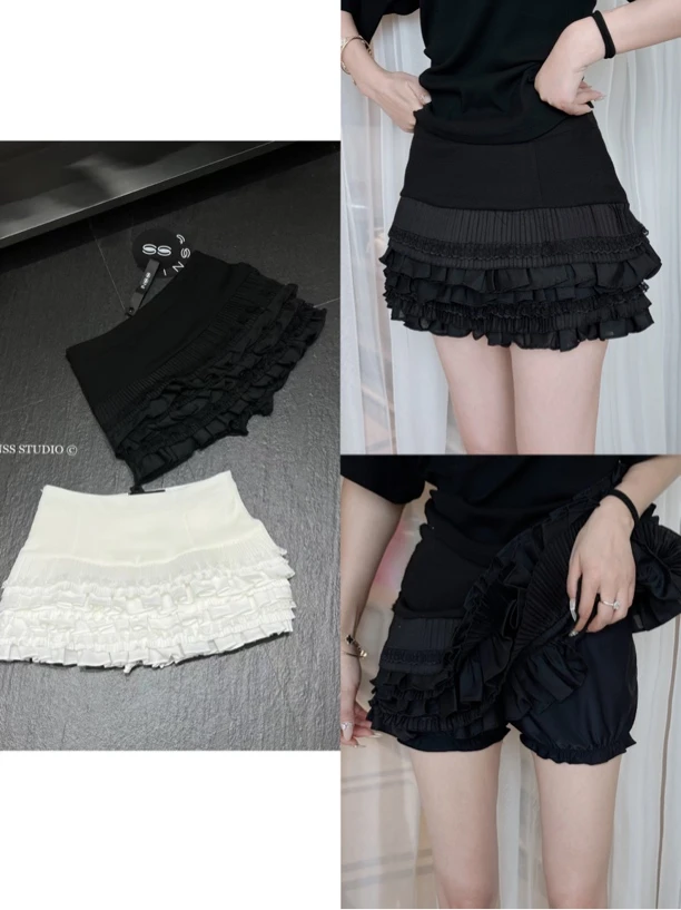 1QZ81依美丁时尚减龄甜辣中腰蕾丝花边花苞蛋糕裙裤