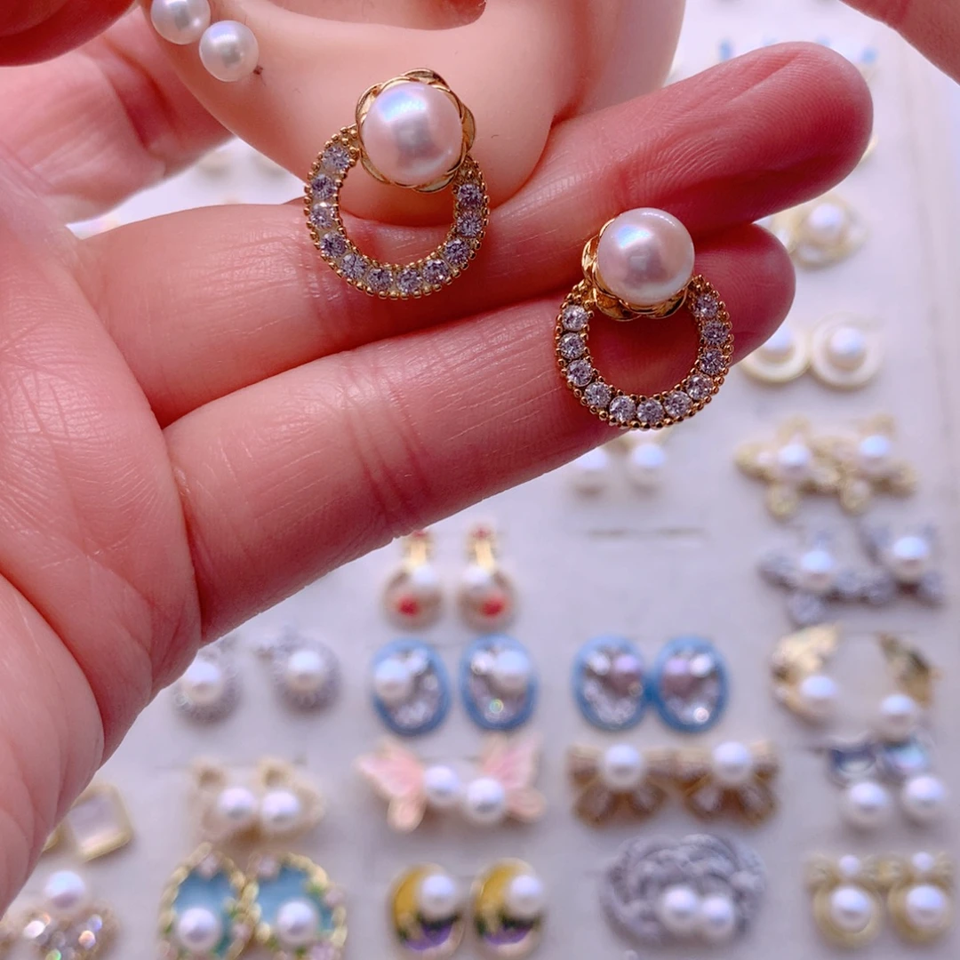 淡水珍珠合金耳饰