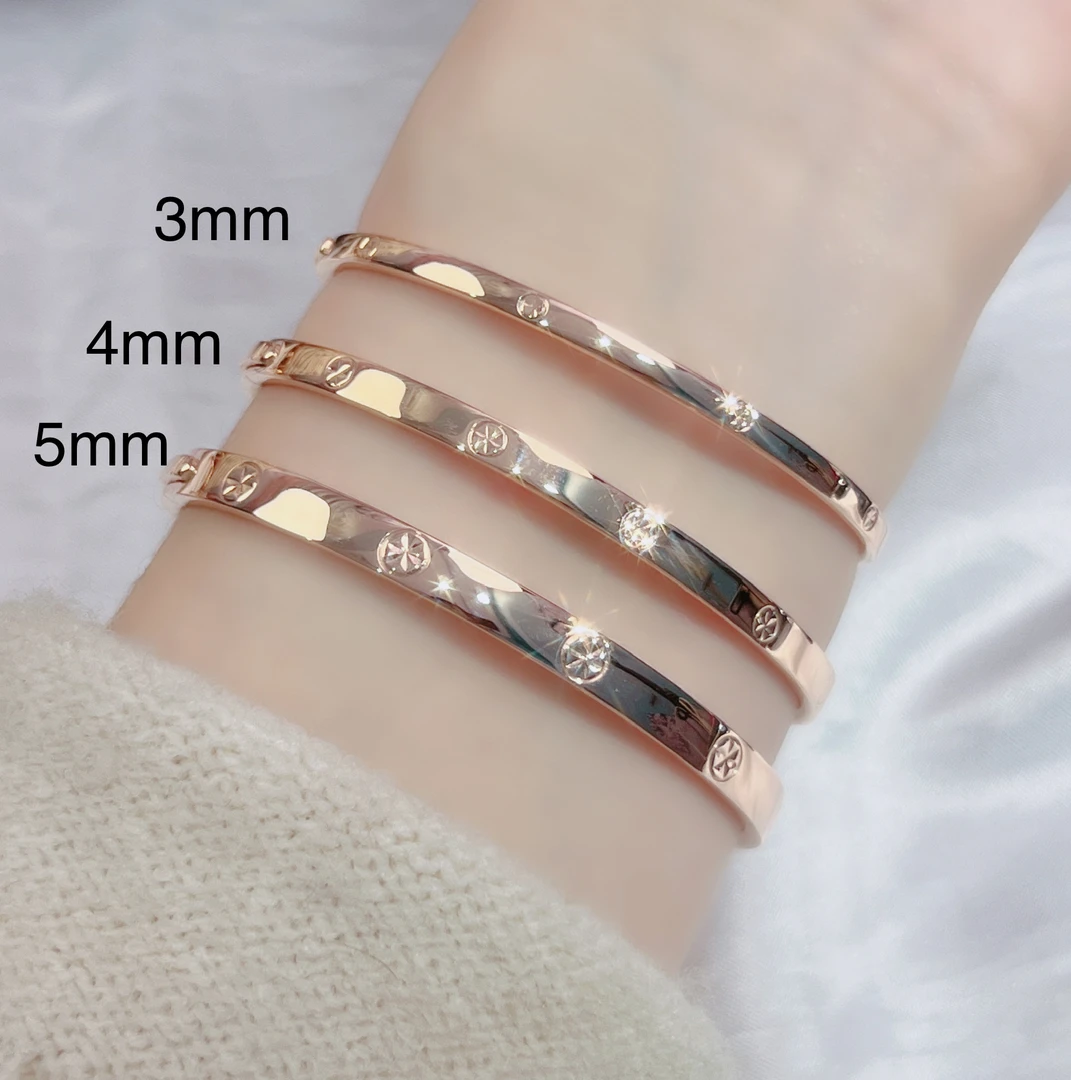 18K金米字车花手镯3mm4mm5mm多样性发一件手链轻奢小众高级感