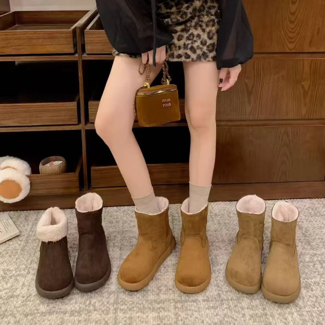 卷毛二穿大土豆雪地靴2025冬新款加厚保暖棉鞋百搭加绒短靴女F16