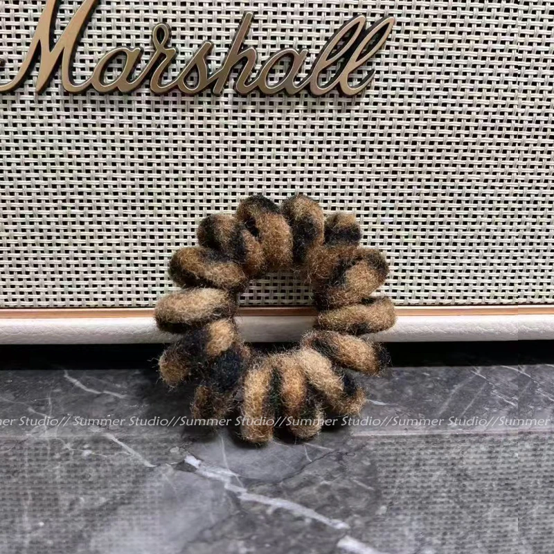 质感好~粗款大号复古毛绒豹纹电话线发圈发绳头绳皮筋扎头发无痕