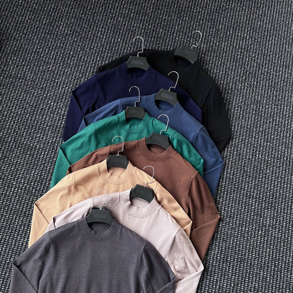 CssuGent秋冬季14针混纺半高领针织毛衣男休闲时尚保暖百搭打底衫