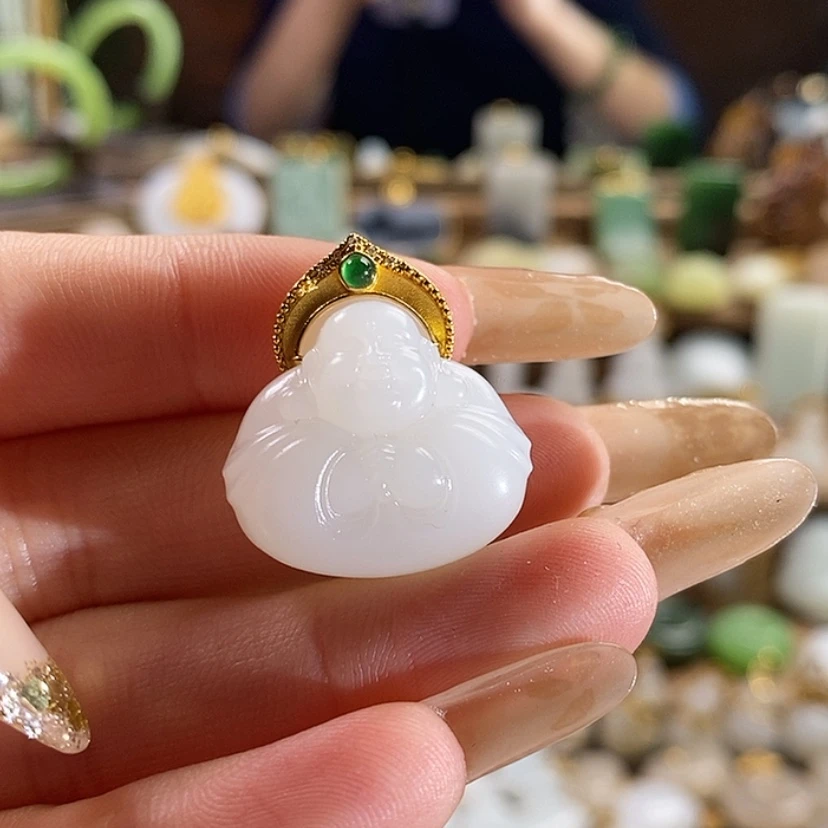 【闪购商品】和田玉吊坠18K金镶嵌