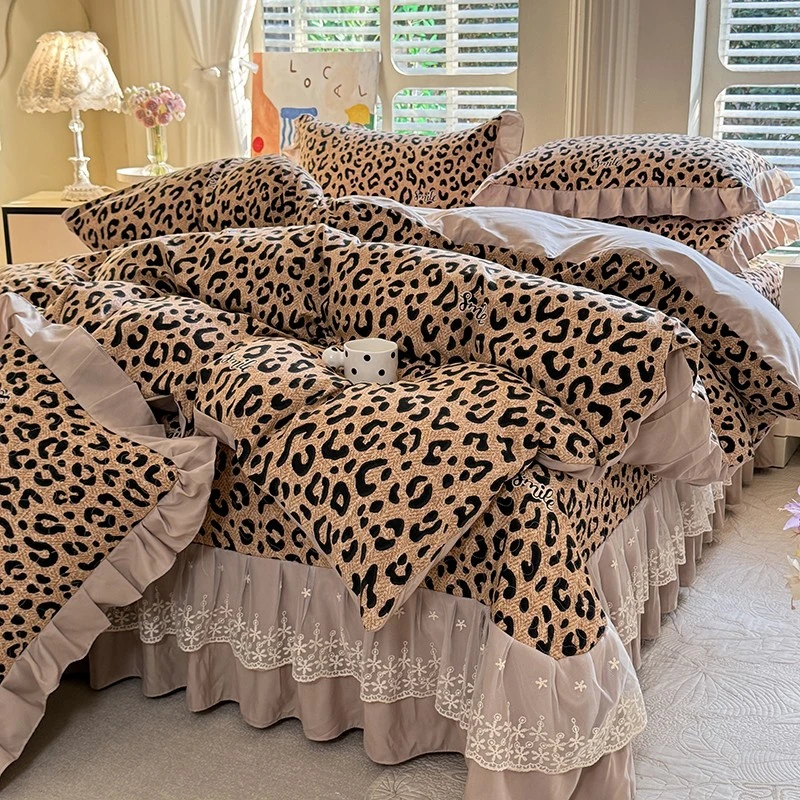 四季通用床盖款四件套轻奢公主风蕾丝花边夹棉床罩被套床上用品爆