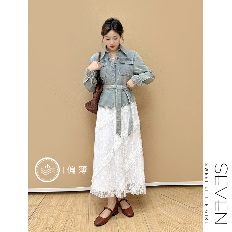 腰带牛仔③七七146小个子设计感收腰复古牛仔短外套女春秋季小美说