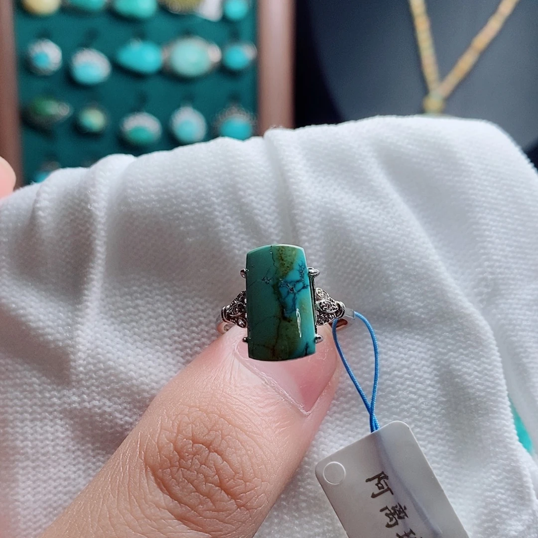 绿松石银S925镶嵌戒指