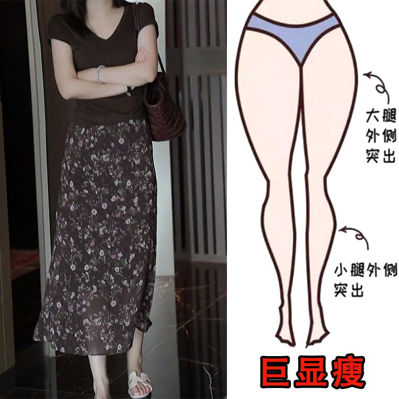 2025夏季薄款复古印花半身裙轻奢时尚百搭显瘦直筒中长款包臀裙子