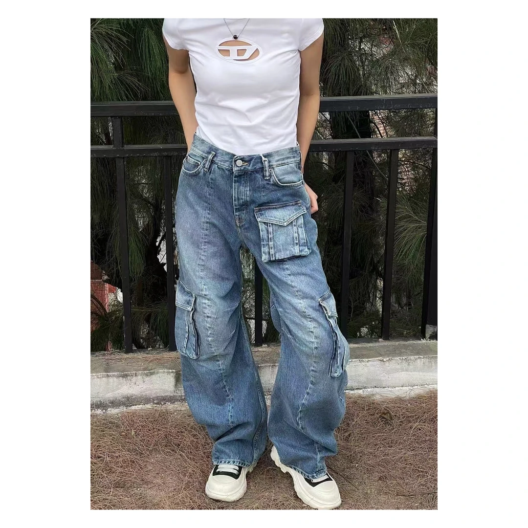 3834丨小众品牌复古显瘦弯刀工装裤