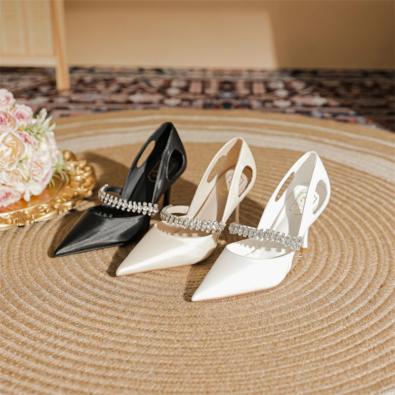 【气质优雅】法式欧若风浅口高跟鞋女细跟尖头水钻爆款洋气单鞋-13