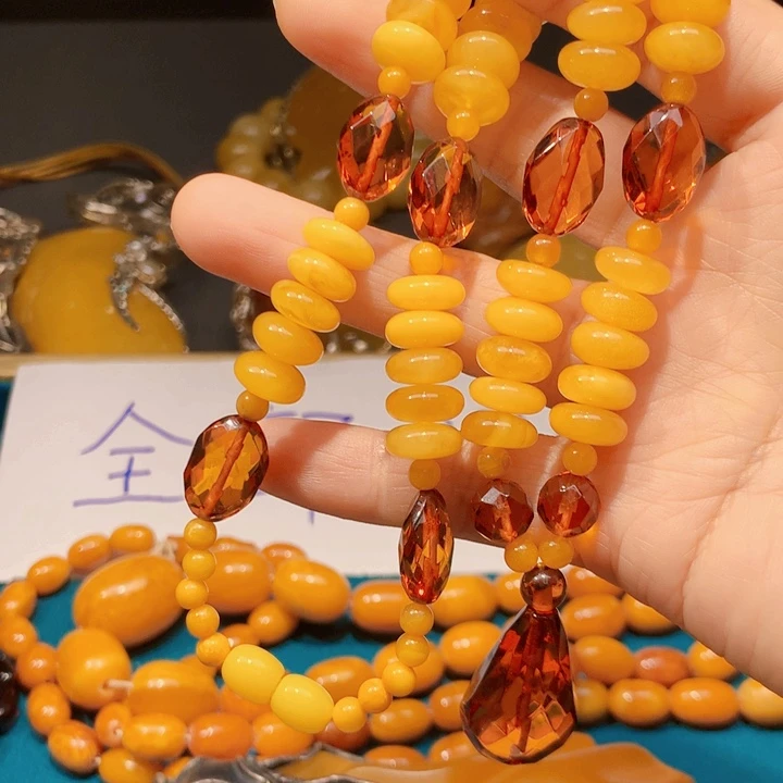 琥珀颈饰未镶嵌波兰设计款琥珀蜜蜡