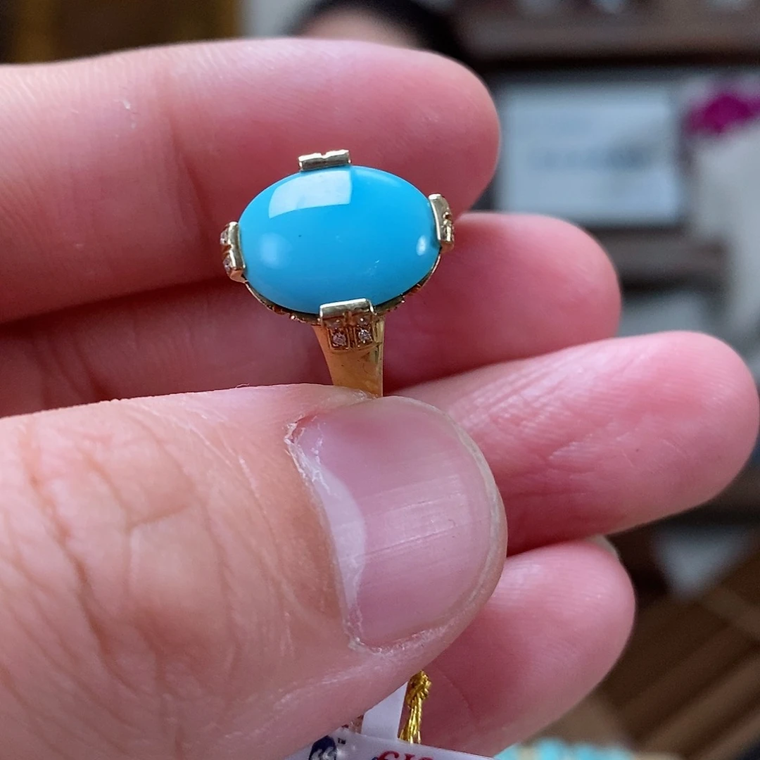 绿松石珠宝奇石18K金镶嵌