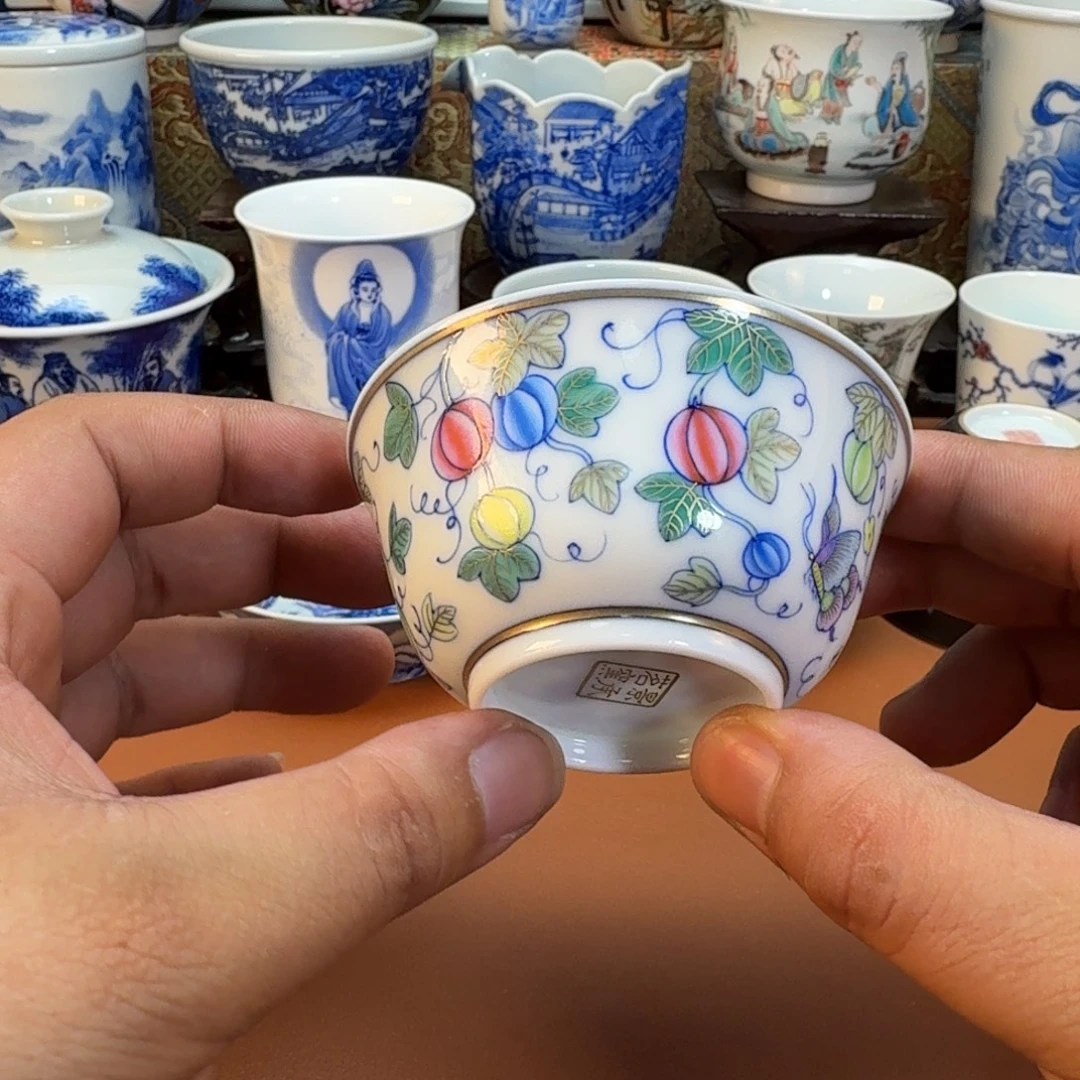 陶杯子景德镇全手工手绘陶瓷