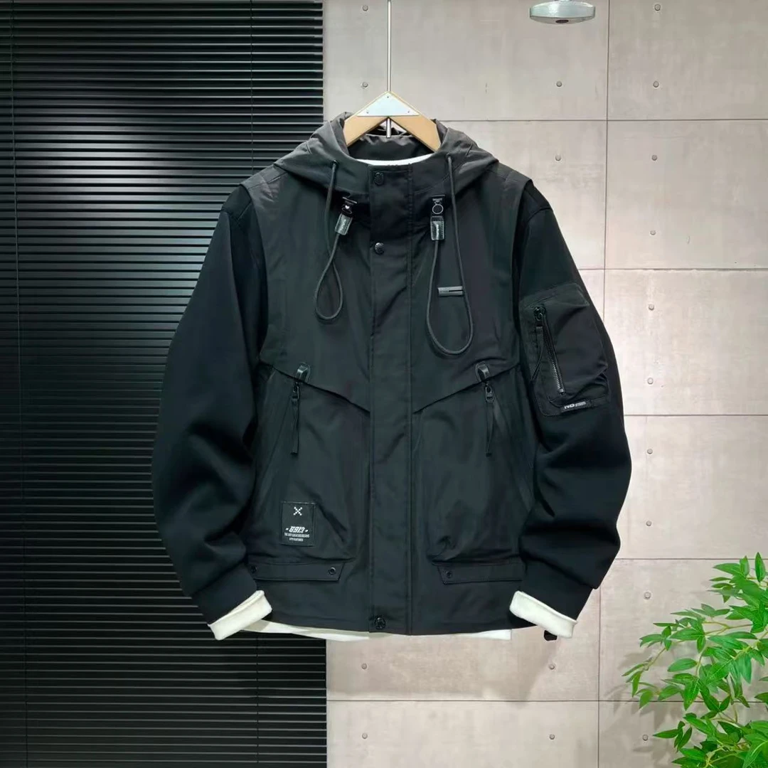 春季新款假两件针织拼接夹克25012