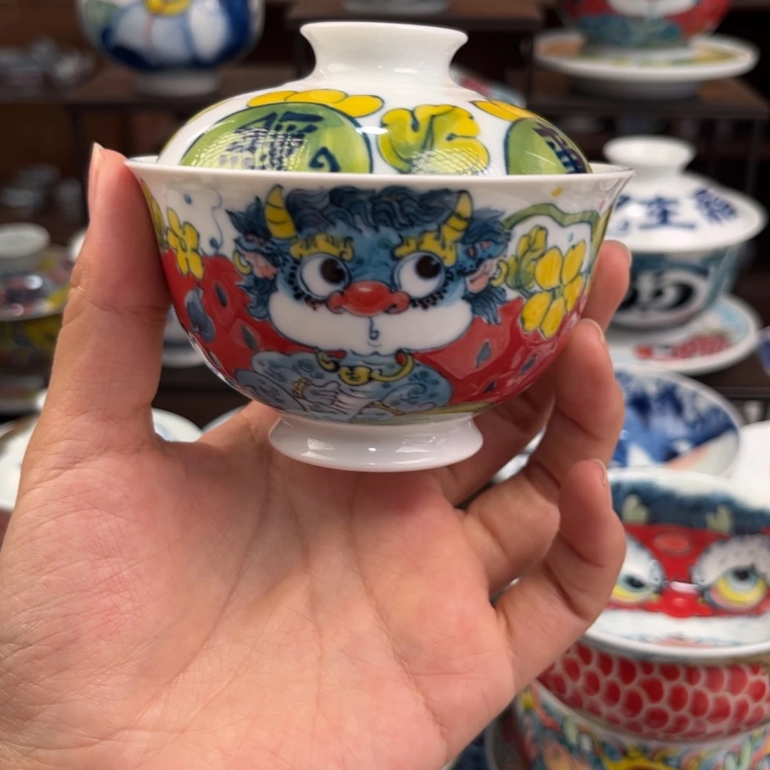 瓷片事缓则圆两才盖碗