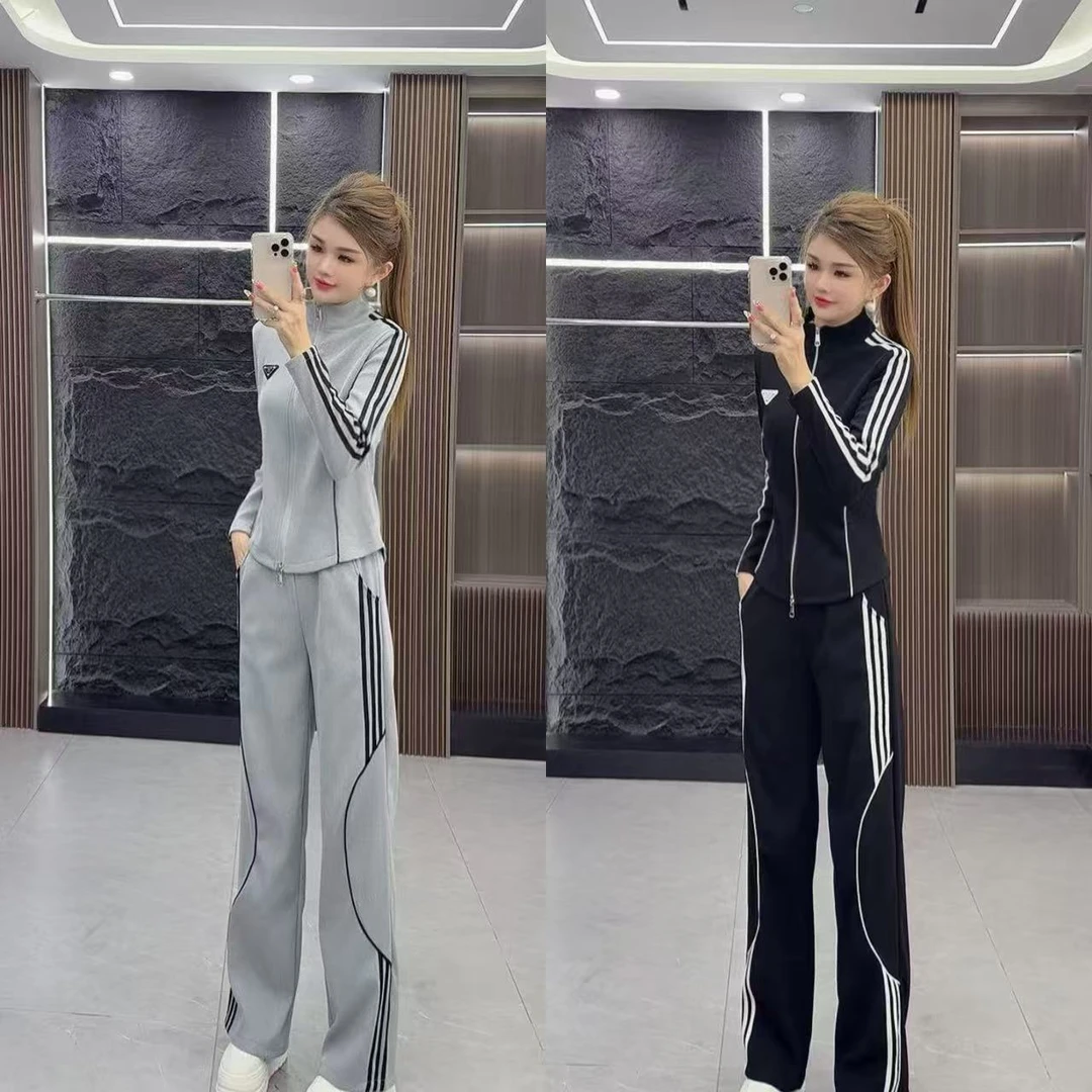 秋款0786 休闲运动收腰立领长袖上衣 加 长裤 两件套