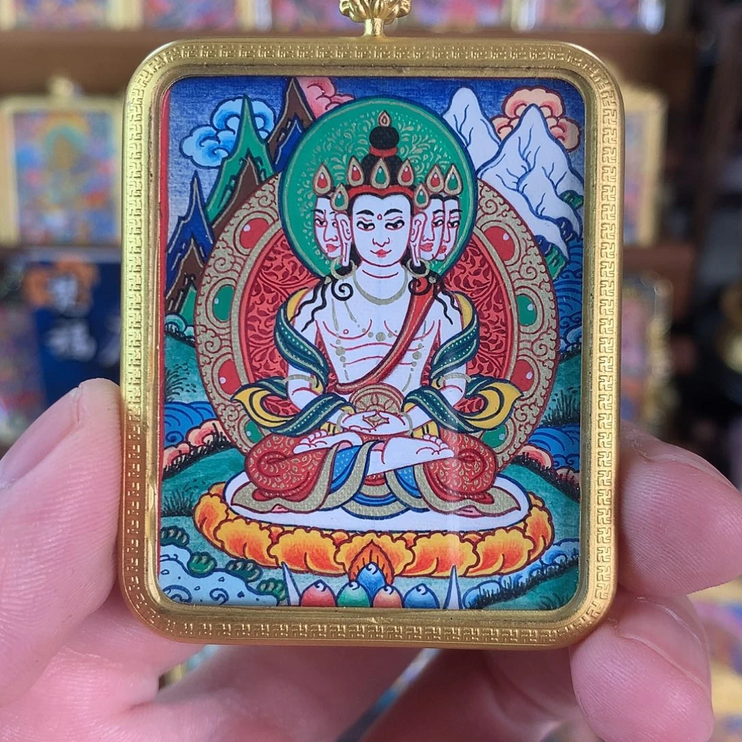 麦***莉吊坠大日如来热贡纯手绘唐卡