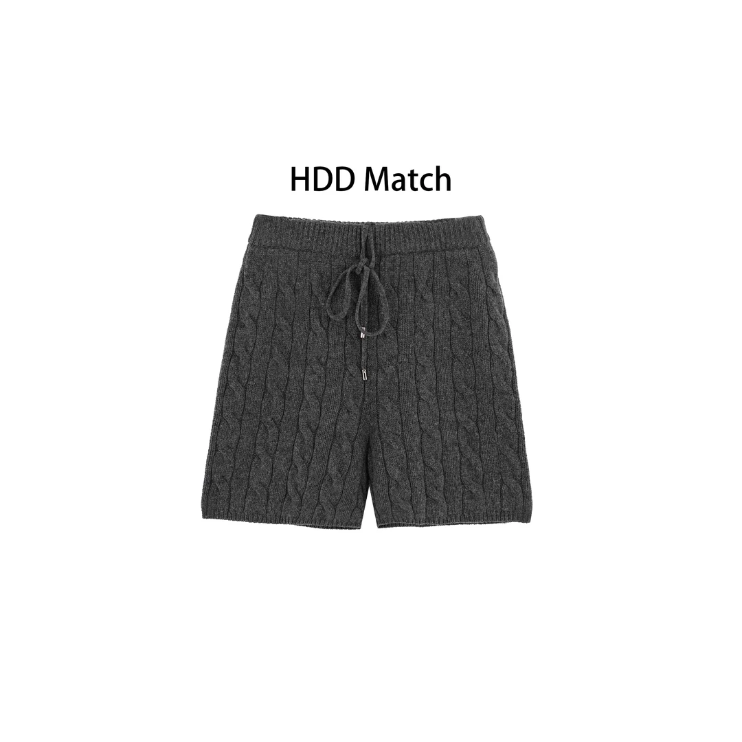HDD- "秋日印象" 羊毛 秋季女款麻花针织百搭短裤  Y8763