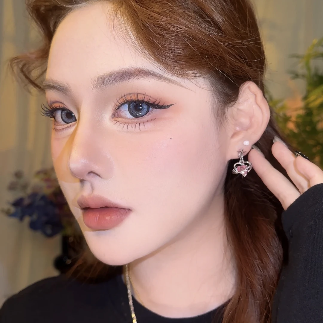 合金耳饰 时尚百搭简约潮流！甜美精致爱心环绕耳针小众独特耳环设