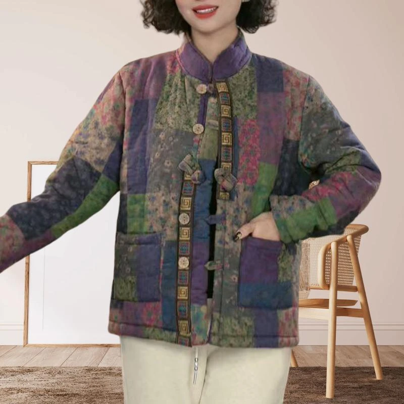 气质复古碎花设计感百搭棉服上衣女冬季新款时尚洋气减龄保暖外套