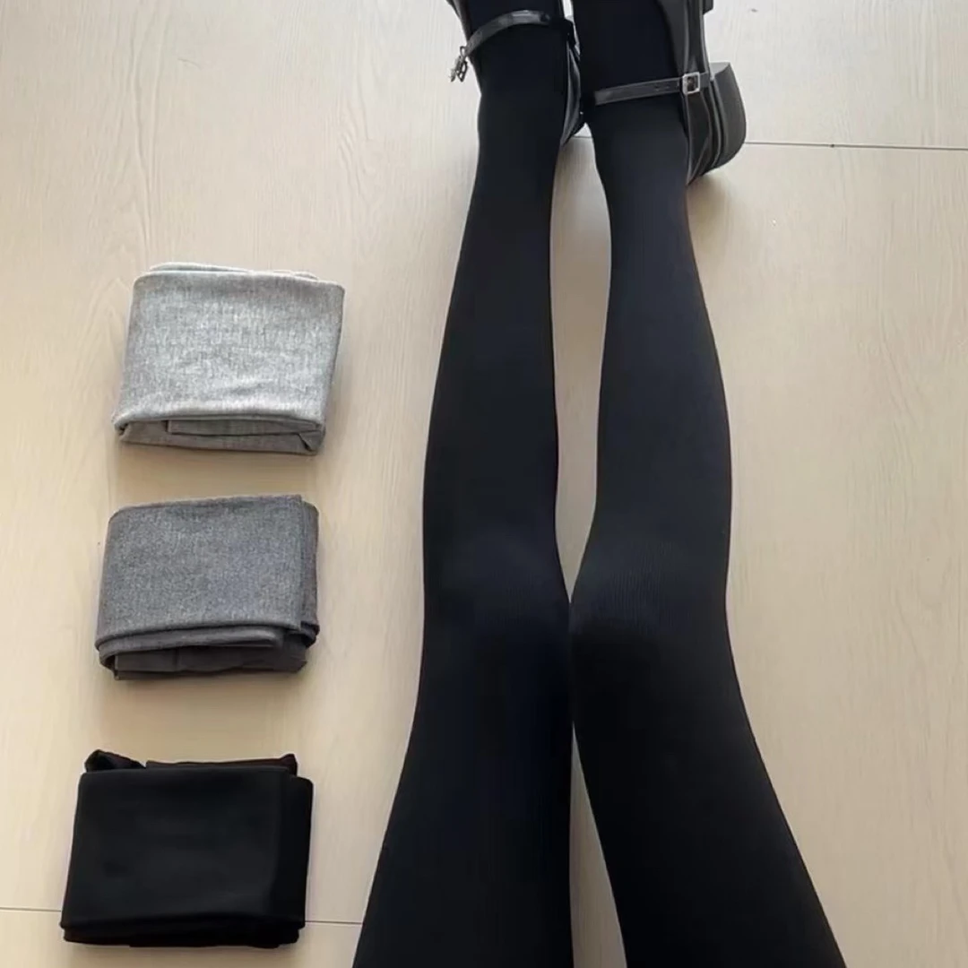 女士秋冬加绒高腰显瘦连脚裤袜