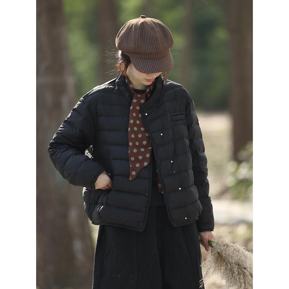 DUCURNO休闲圆领羽绒服女冬季2025新款时尚轻薄保暖短款百搭外套